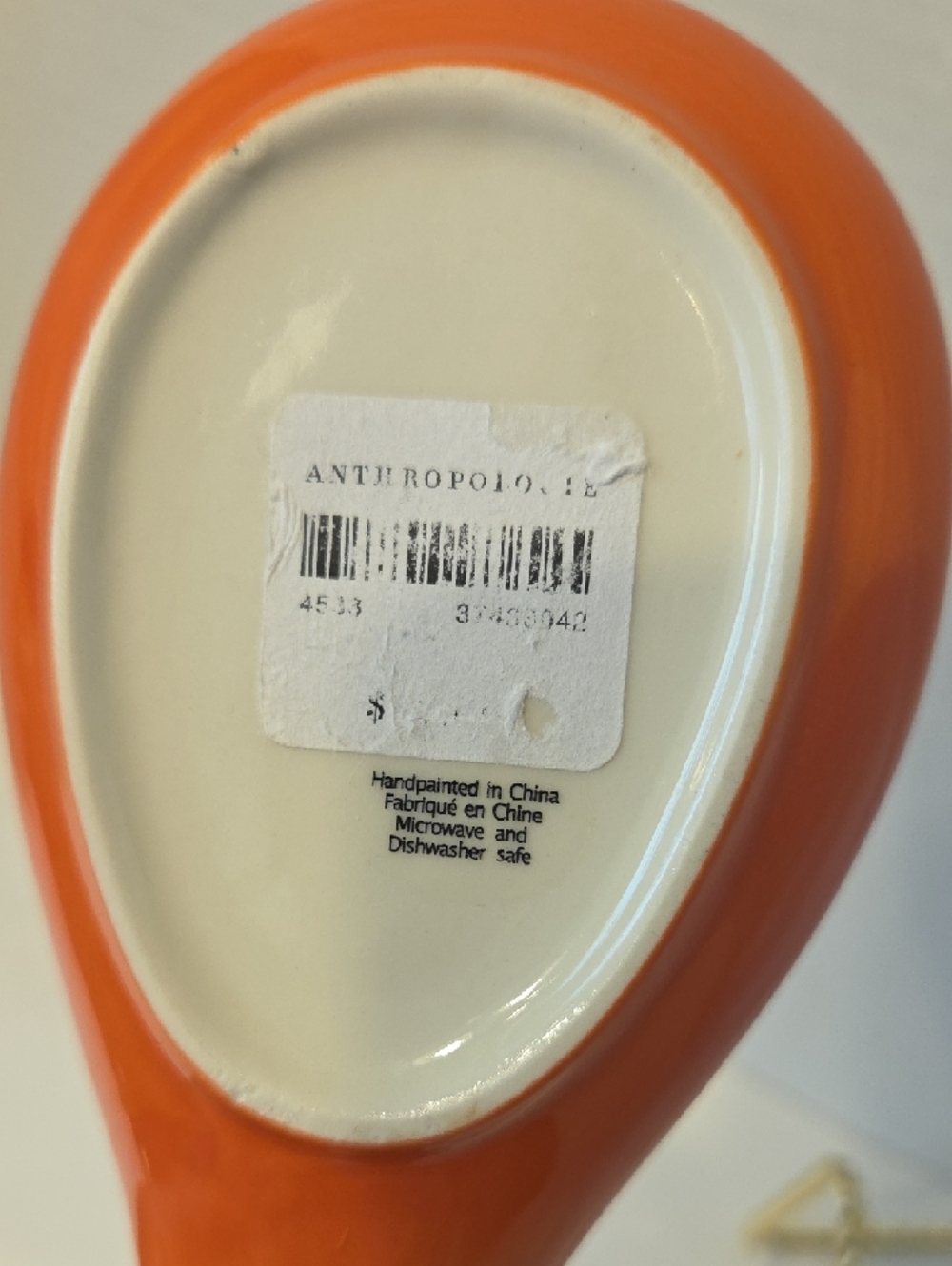 Anthropologie Hand-Painted Floral Ceramic Spoon Rest Blue & Orange - Picture 5 of 9